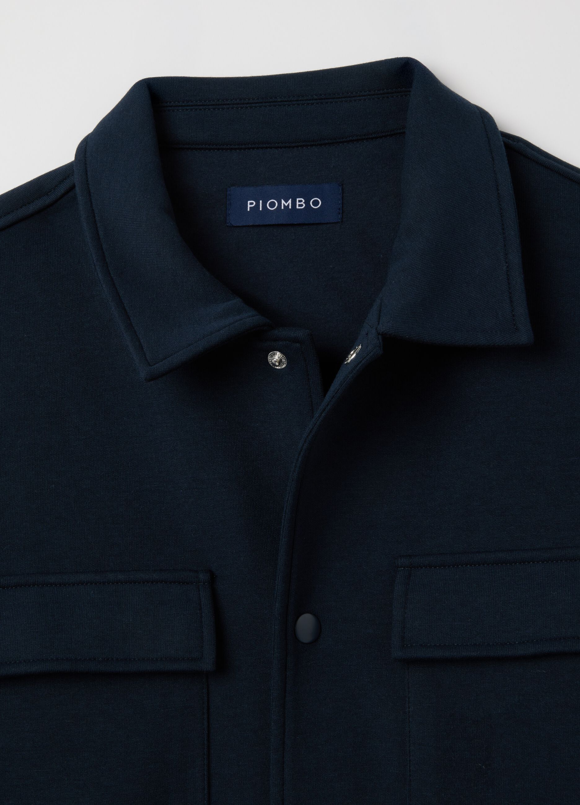 Blue Cotton-Blend Sweatshirt with Buttons