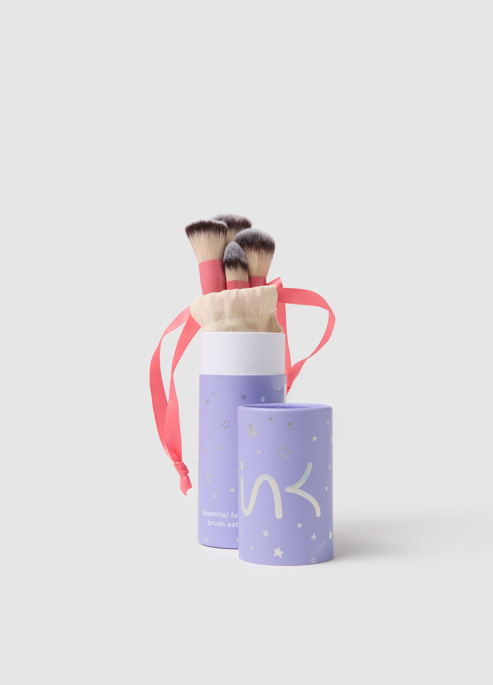 Pink Essential Face Brush Set - 4 Brush Kit for Face and D&eacute;collet&eacute;