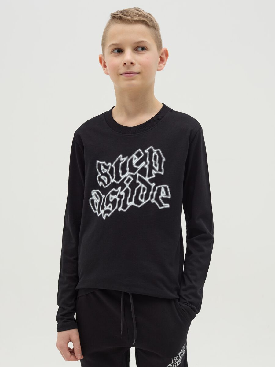 T-shirt with long sleeves and "Step Aside" print_0