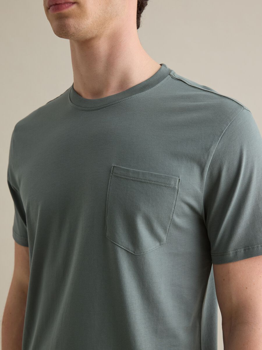 Green short-sleeved T-shirt in pure cotton_2