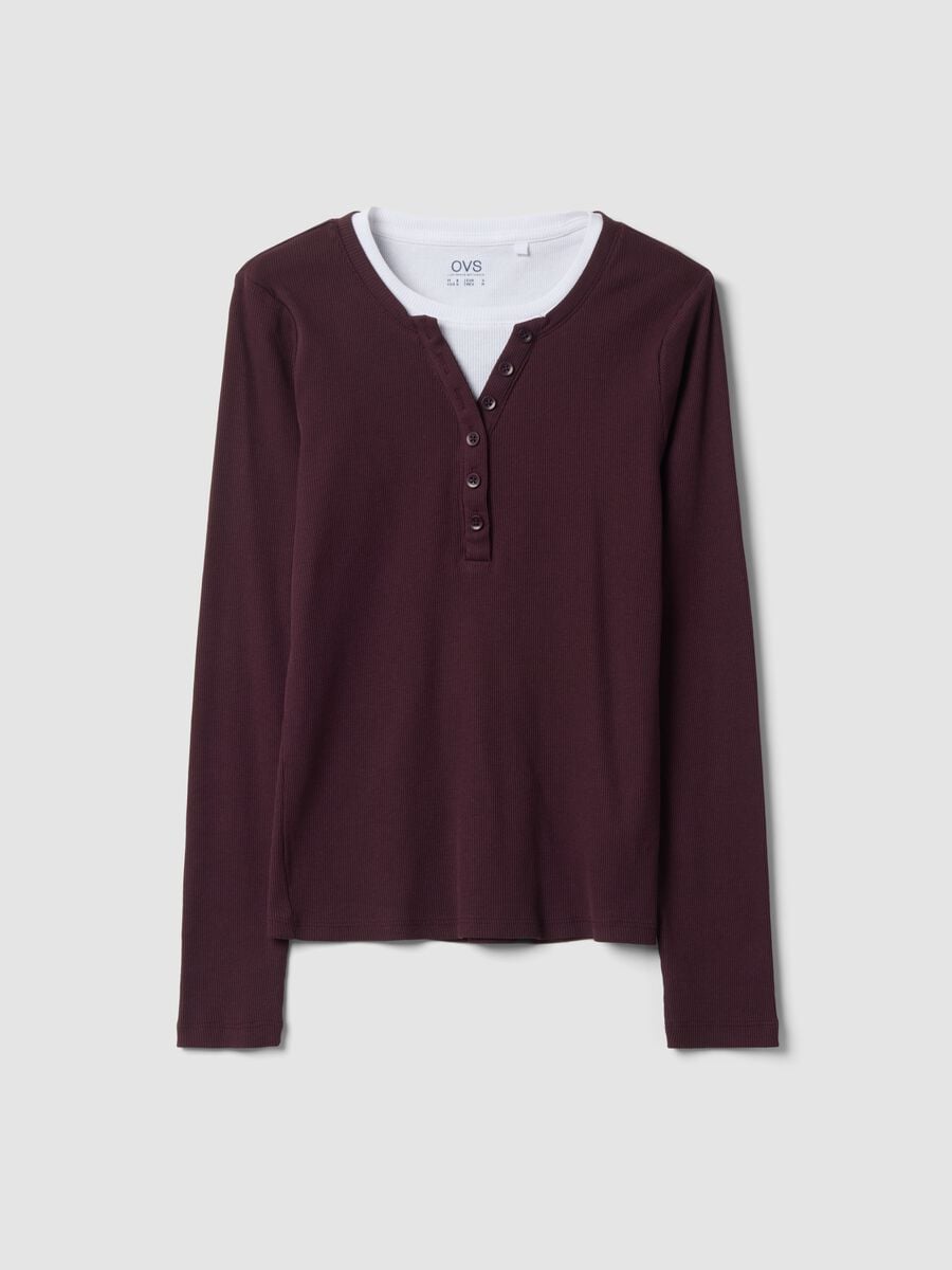 Purple crew-neck pure cotton T-shirt_0