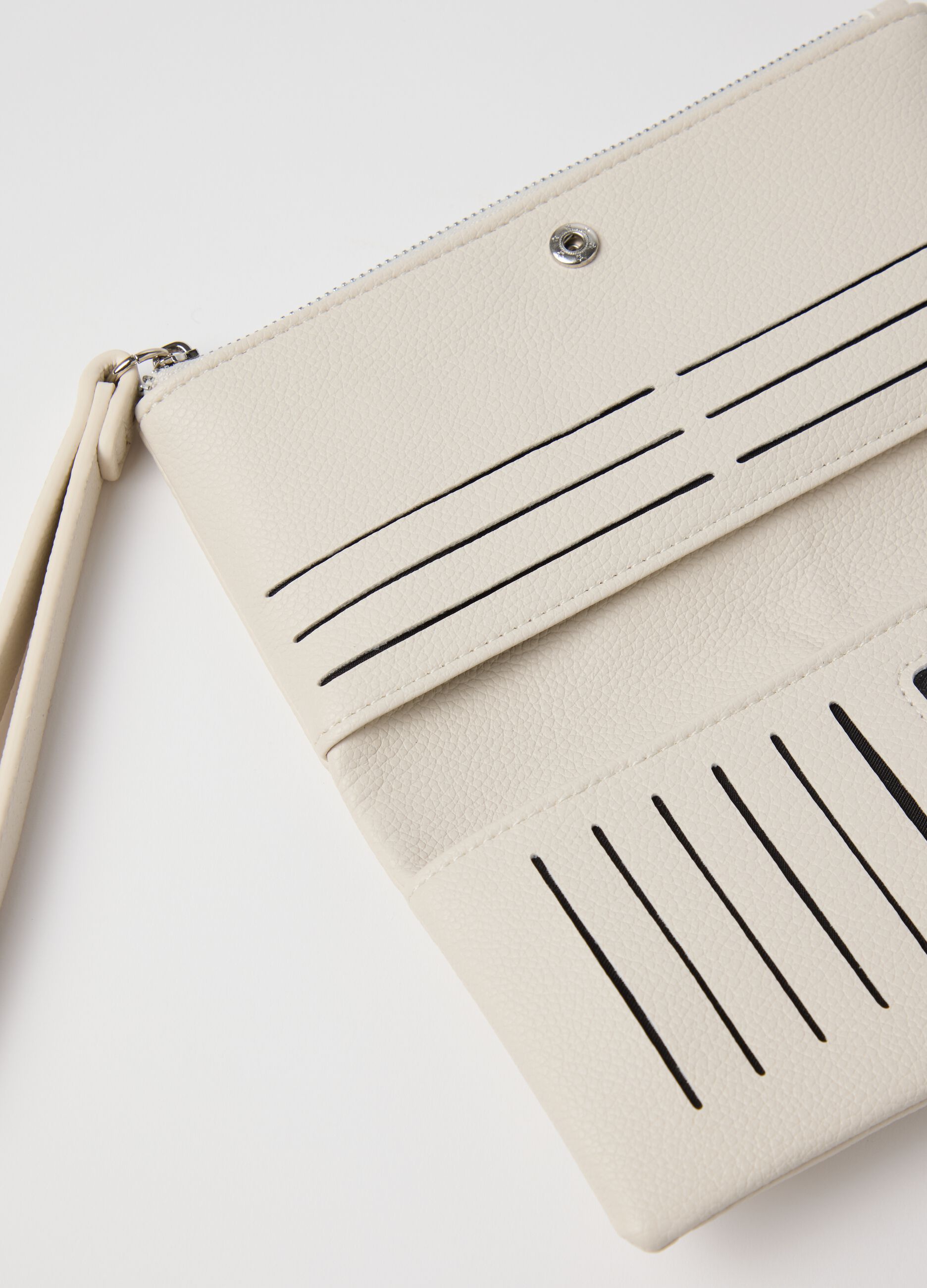 Textured-effect ecru wallet