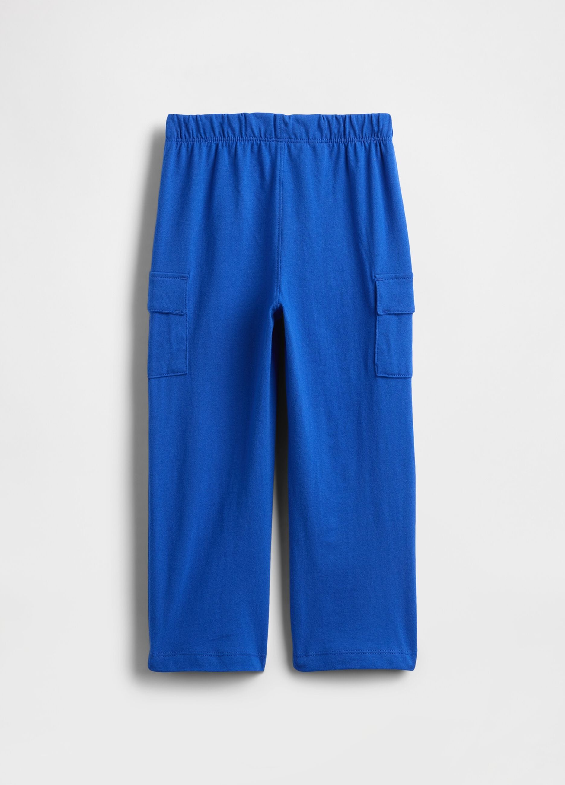 Blue Cotton Cargo Trousers