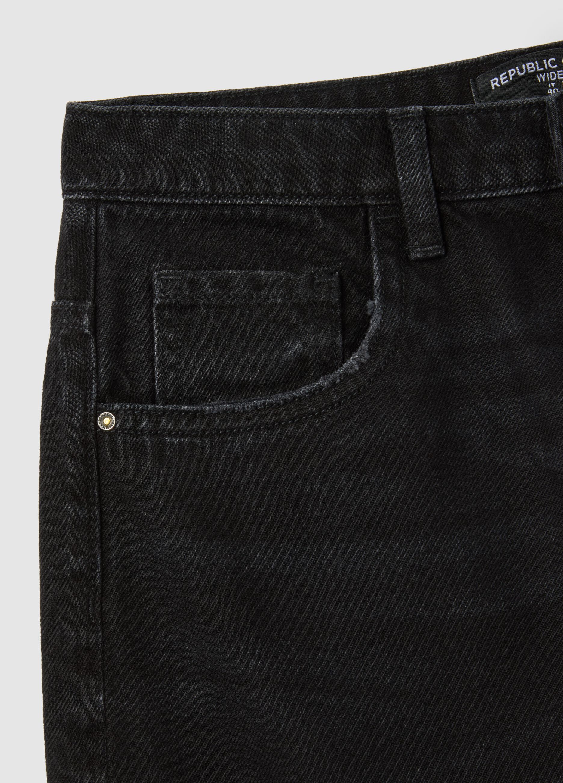 Black wide leg cotton jeans