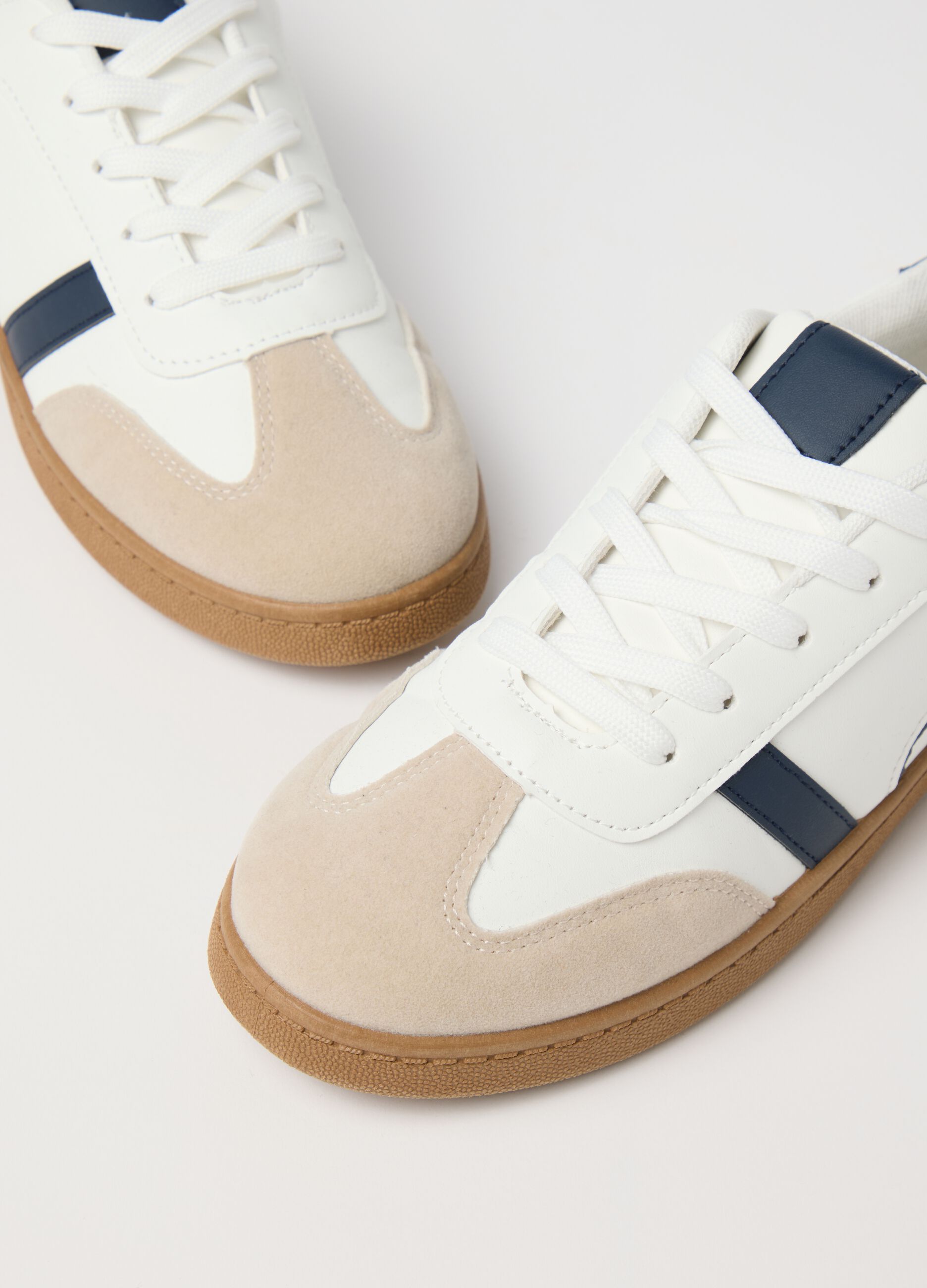 White and blue combination sneakers