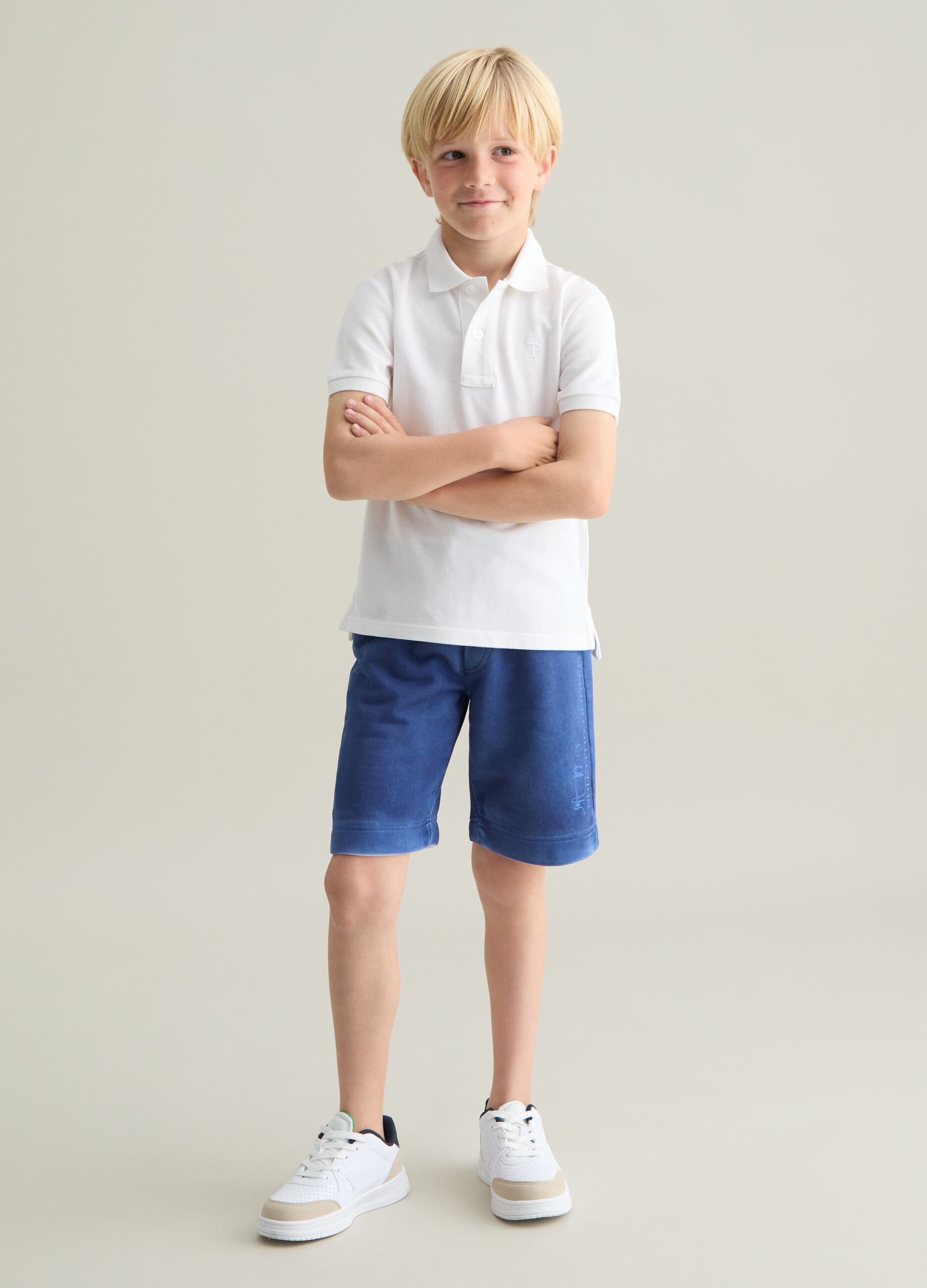 Children's regular fit blue cotton shorts