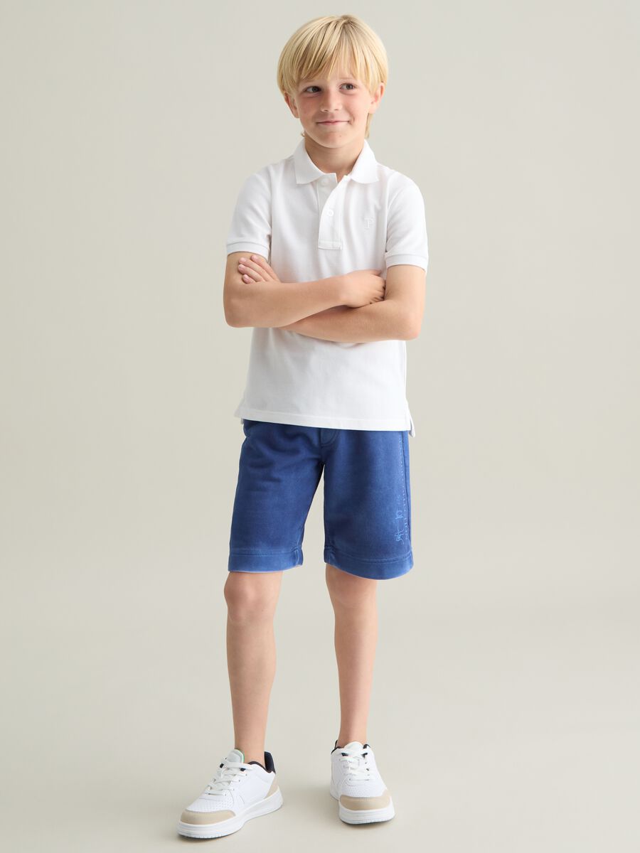 Children's regular fit blue cotton shorts_0