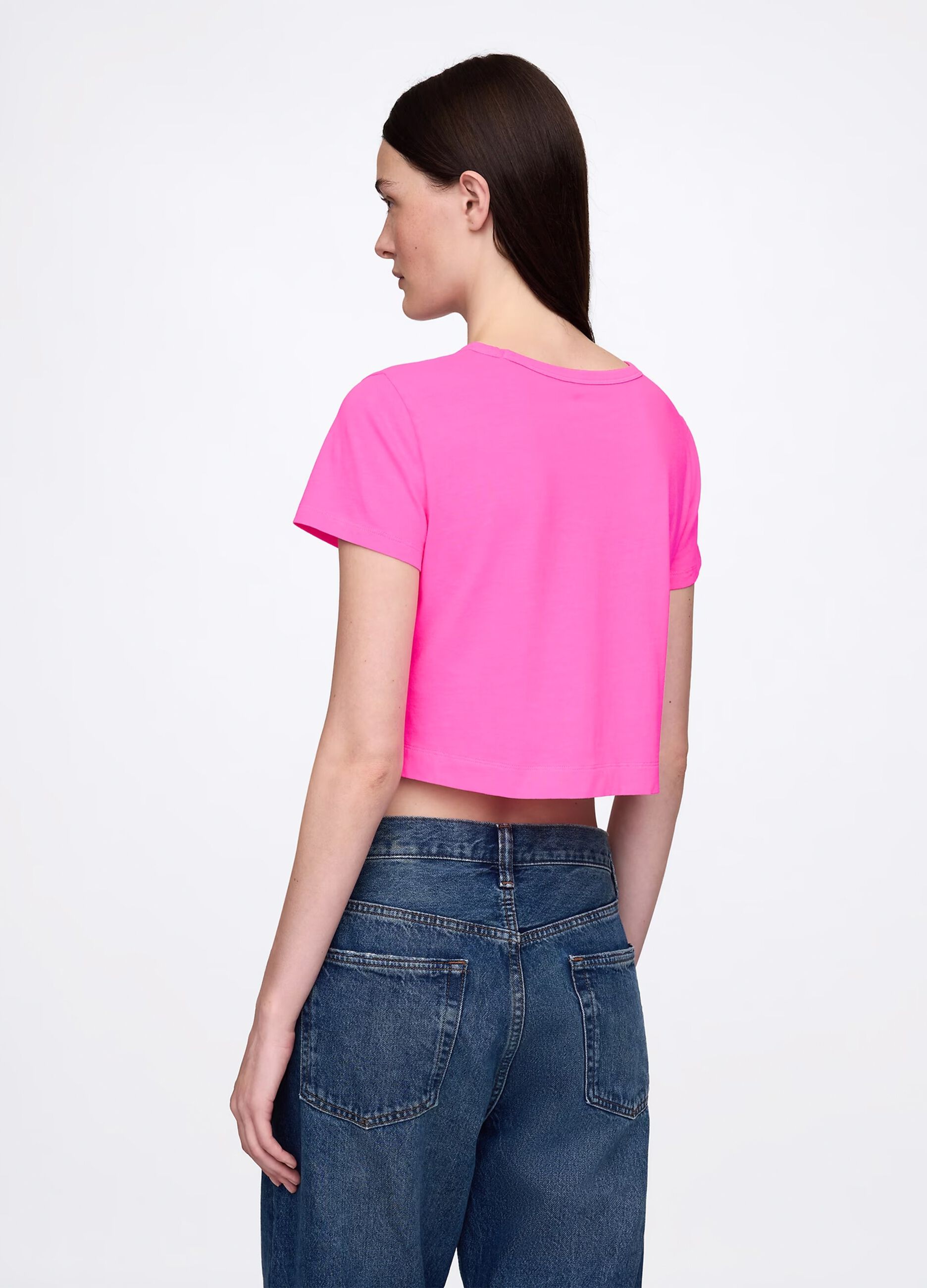 Pink cropped T-shirt in cotton