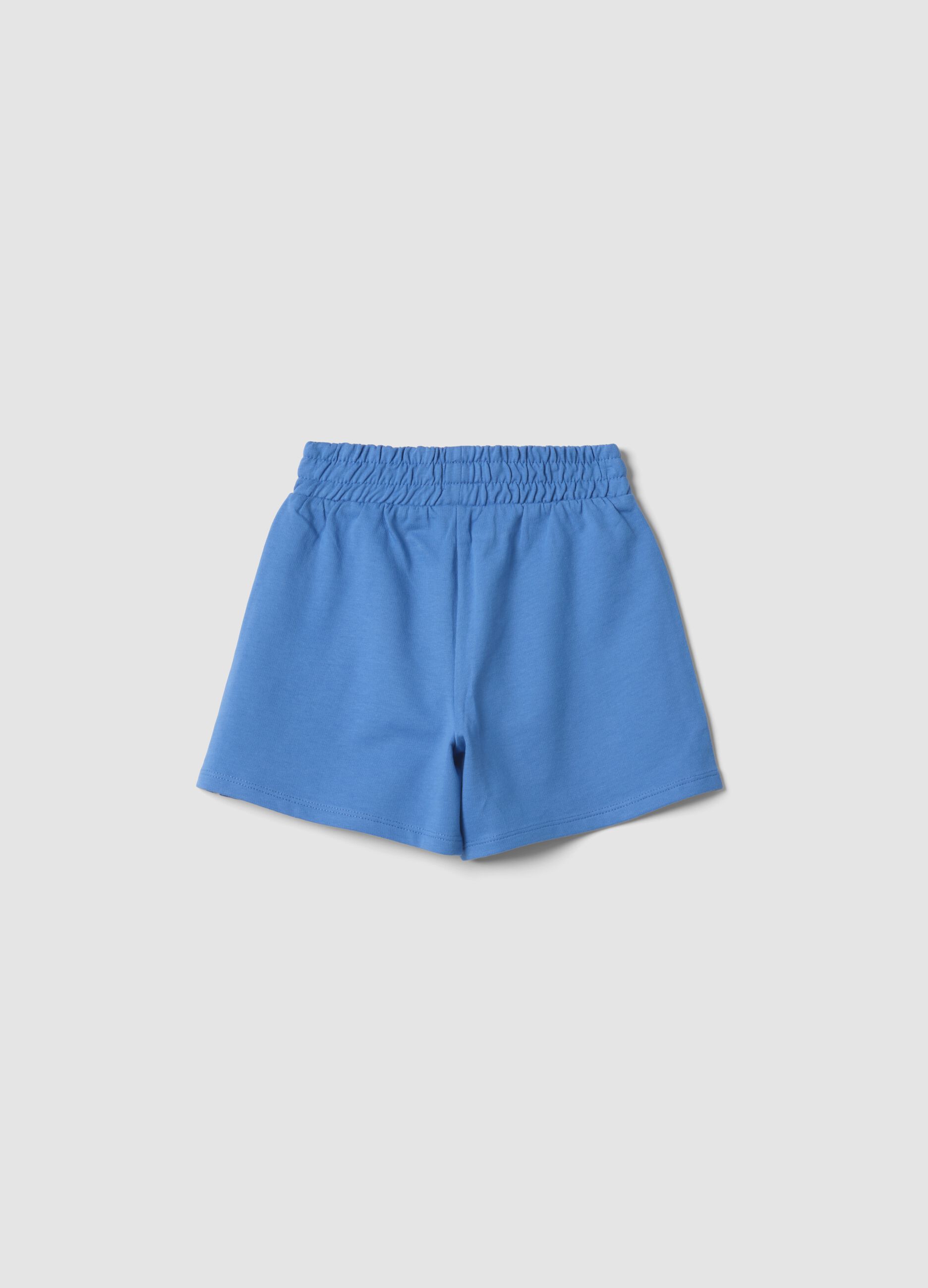 Girls&rsquo; light blue pure cotton shorts with elasticated waist
