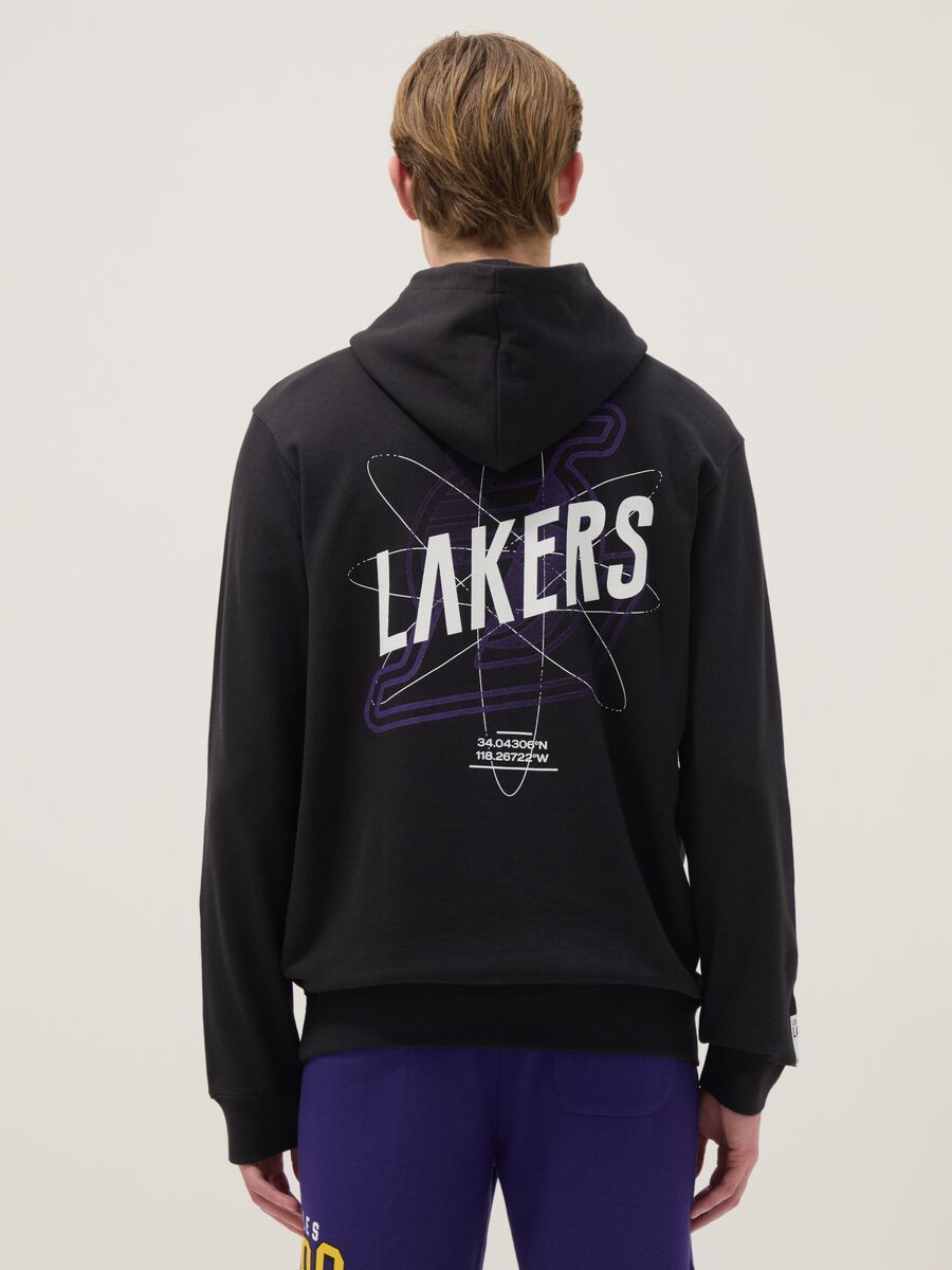 Felpa nera con cappuccio in misto cotone con stampa NBA_2