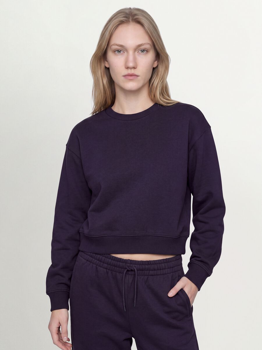 Felpa viola in misto cotone a girocollo regular fit_1