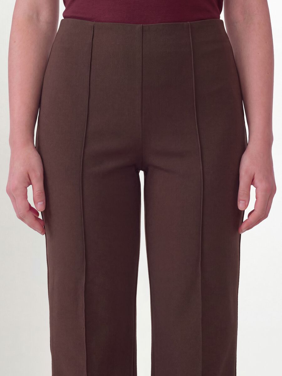 Brown flare trousers in stretch viscose_3