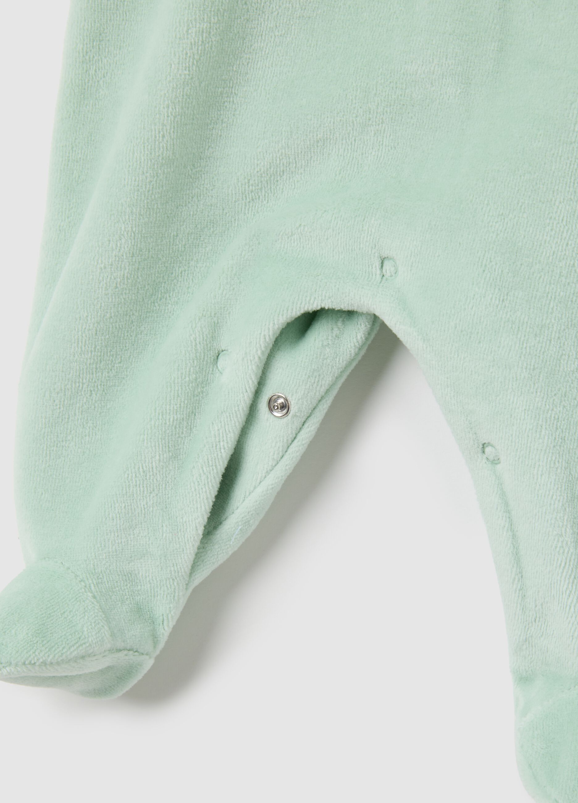Green Cotton Blend Baby Romper