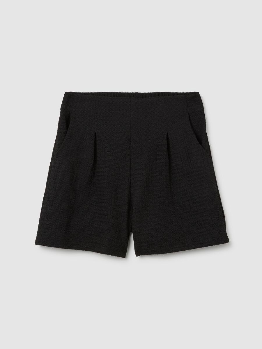Shorts da ragazze in tessuto elasticizzato nero_0