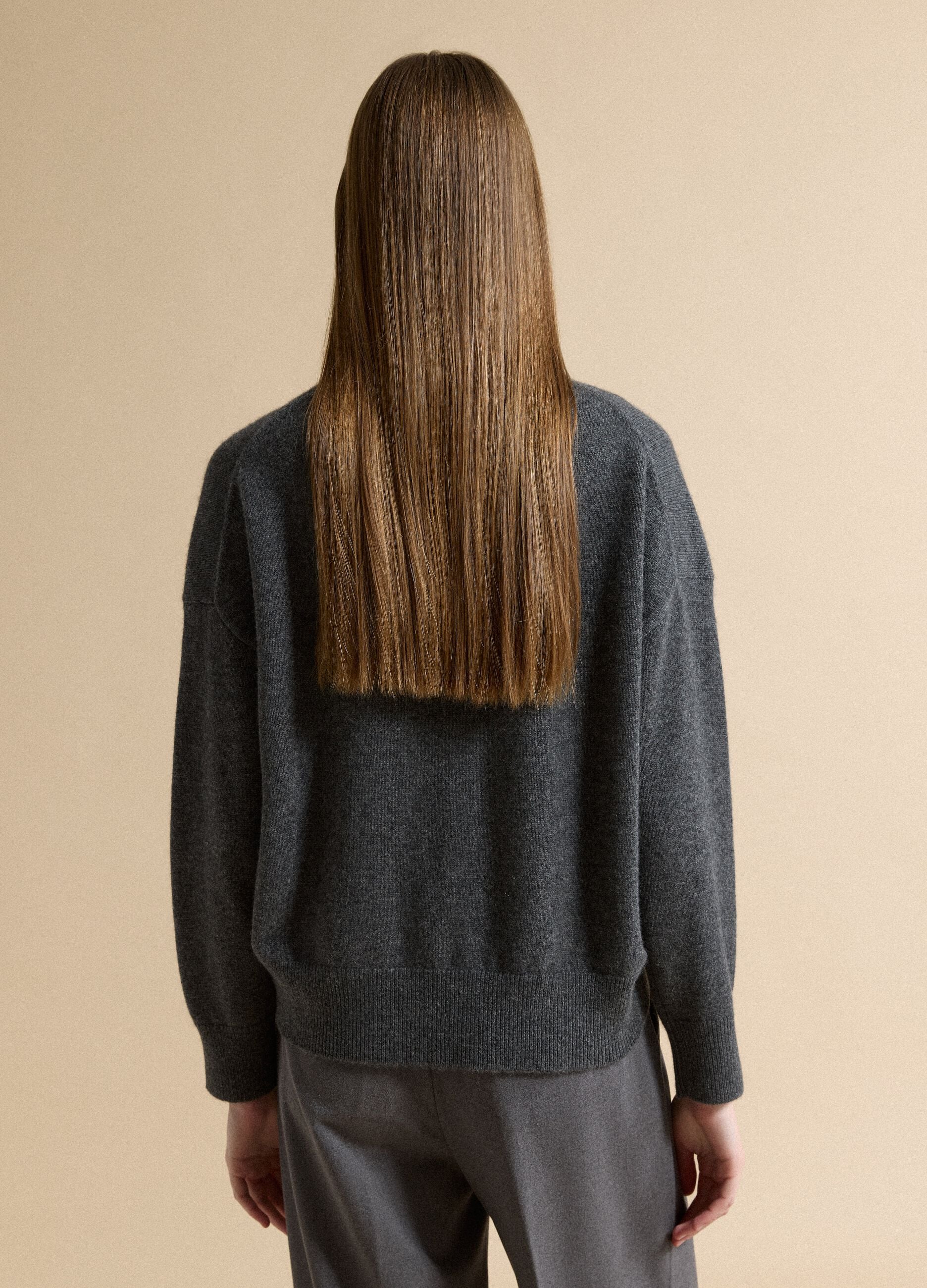 Grey pure cashmere oversized jumper