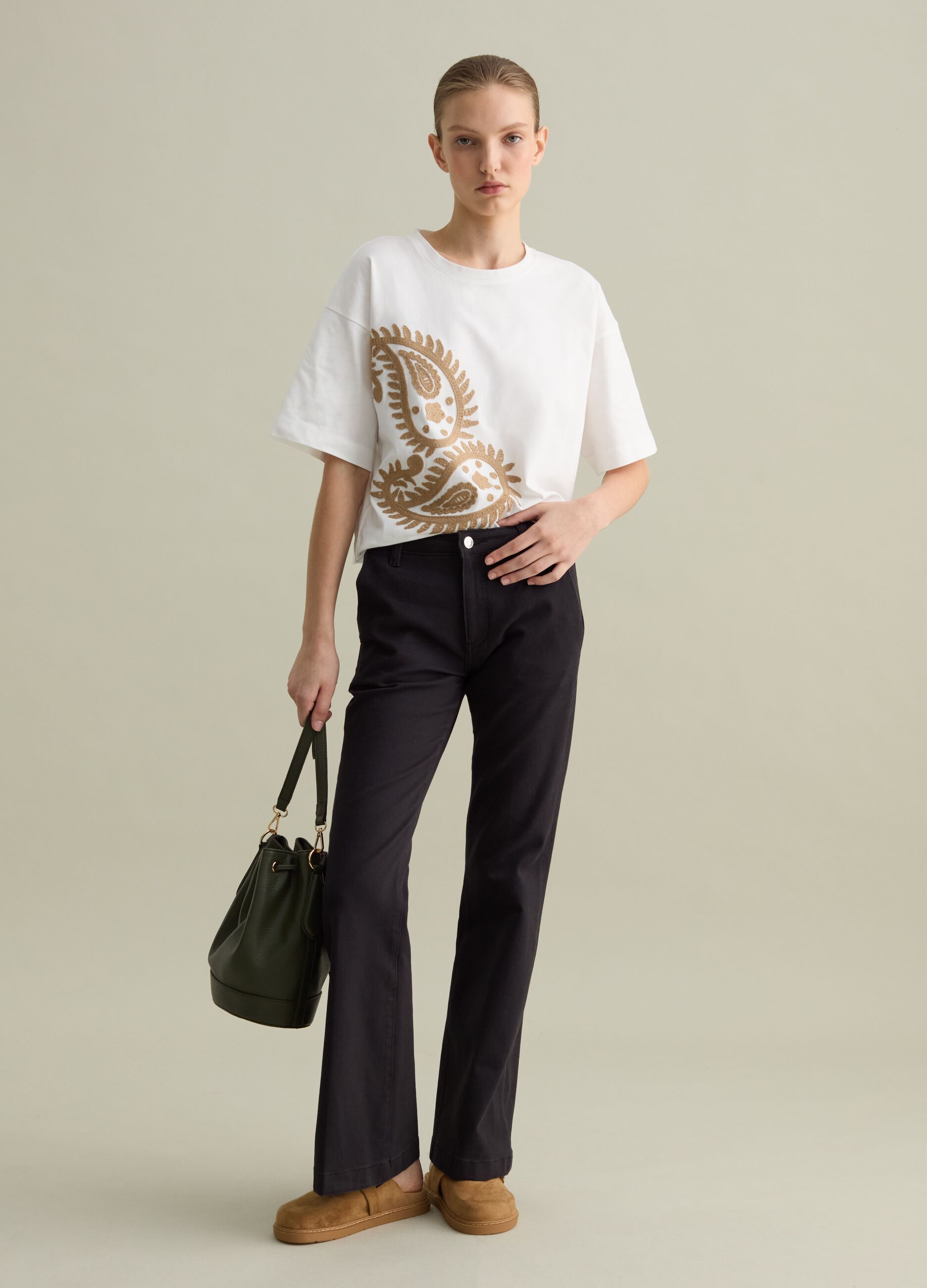 White paisley print T-shirt