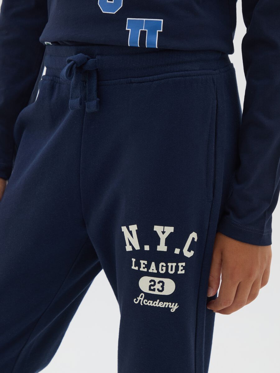 Boys' Blue Regular Fit Cotton Jogger Trousers_2