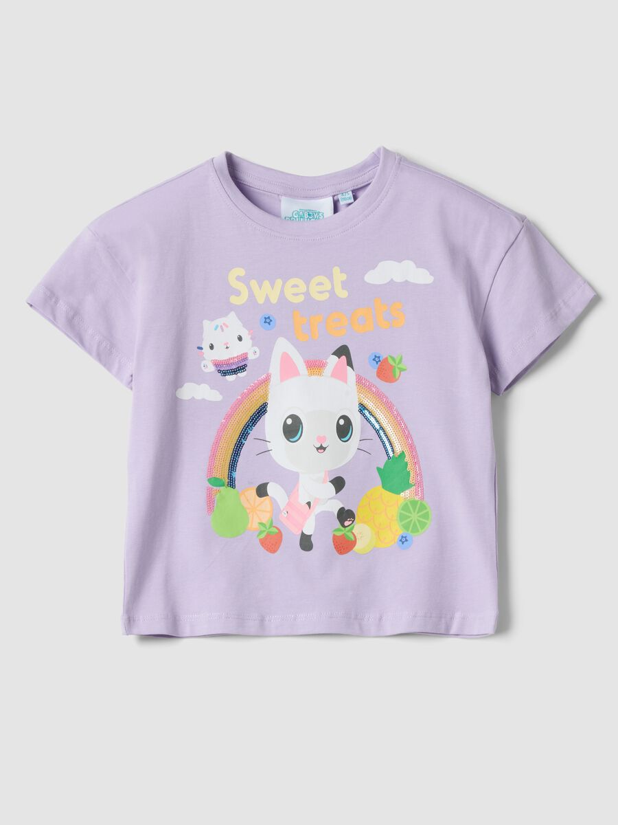 T-shirt in cotone elasticizzato viola da bambina regular fit_0