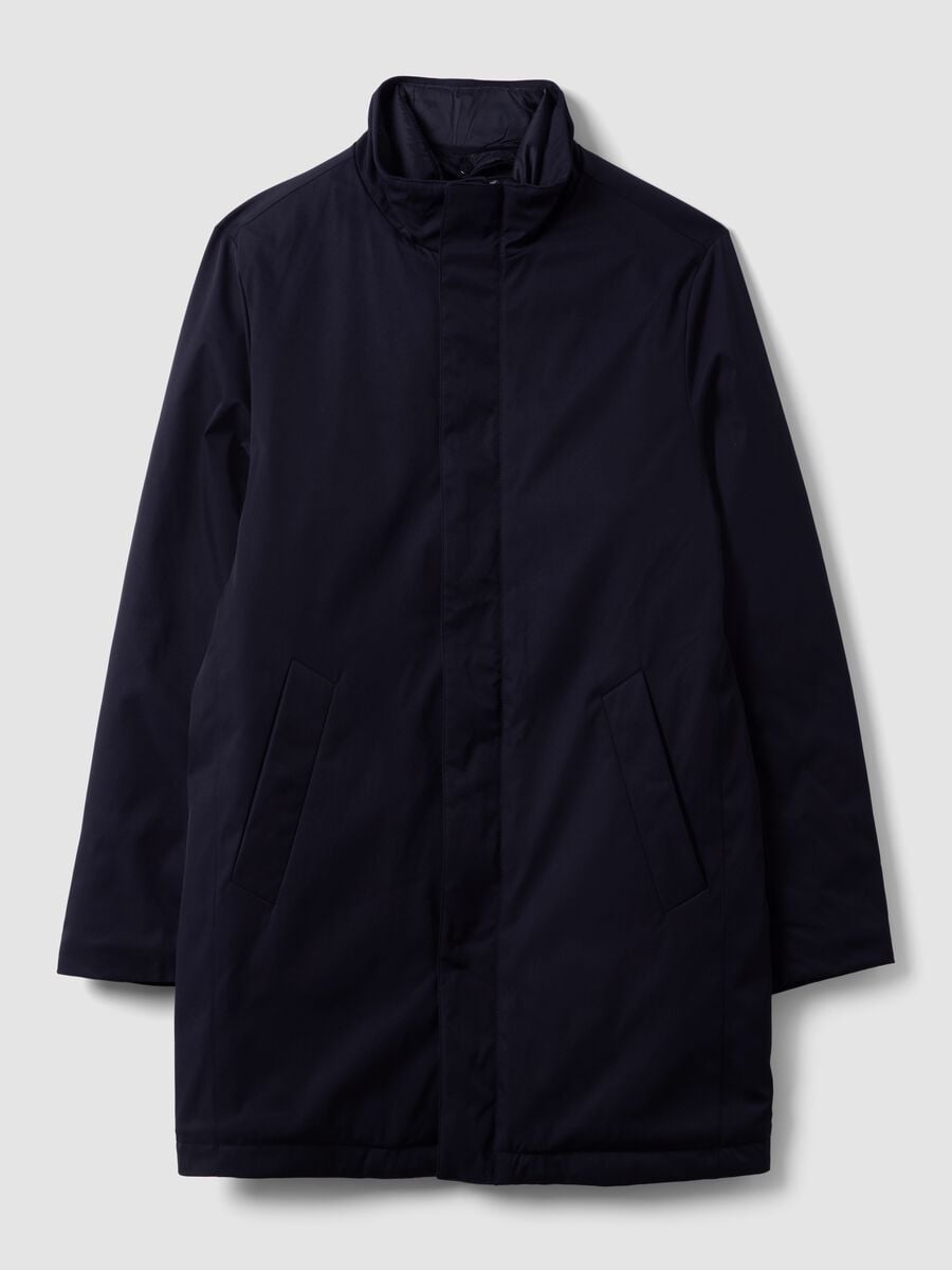 Cappotto blu imbottito regular fit con collo alto_4