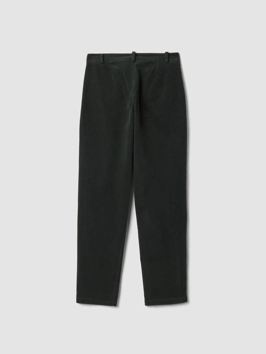 Green regular-fit ribbed stretch-cotton trousers_1