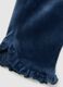 Girls' Velour Blue Slim Fit Treggings with Ruffles_3