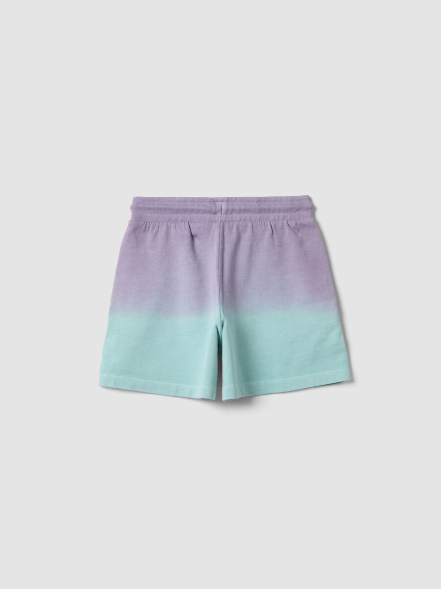 Purple pure-cotton gradient shorts for girls, relaxed fit_4