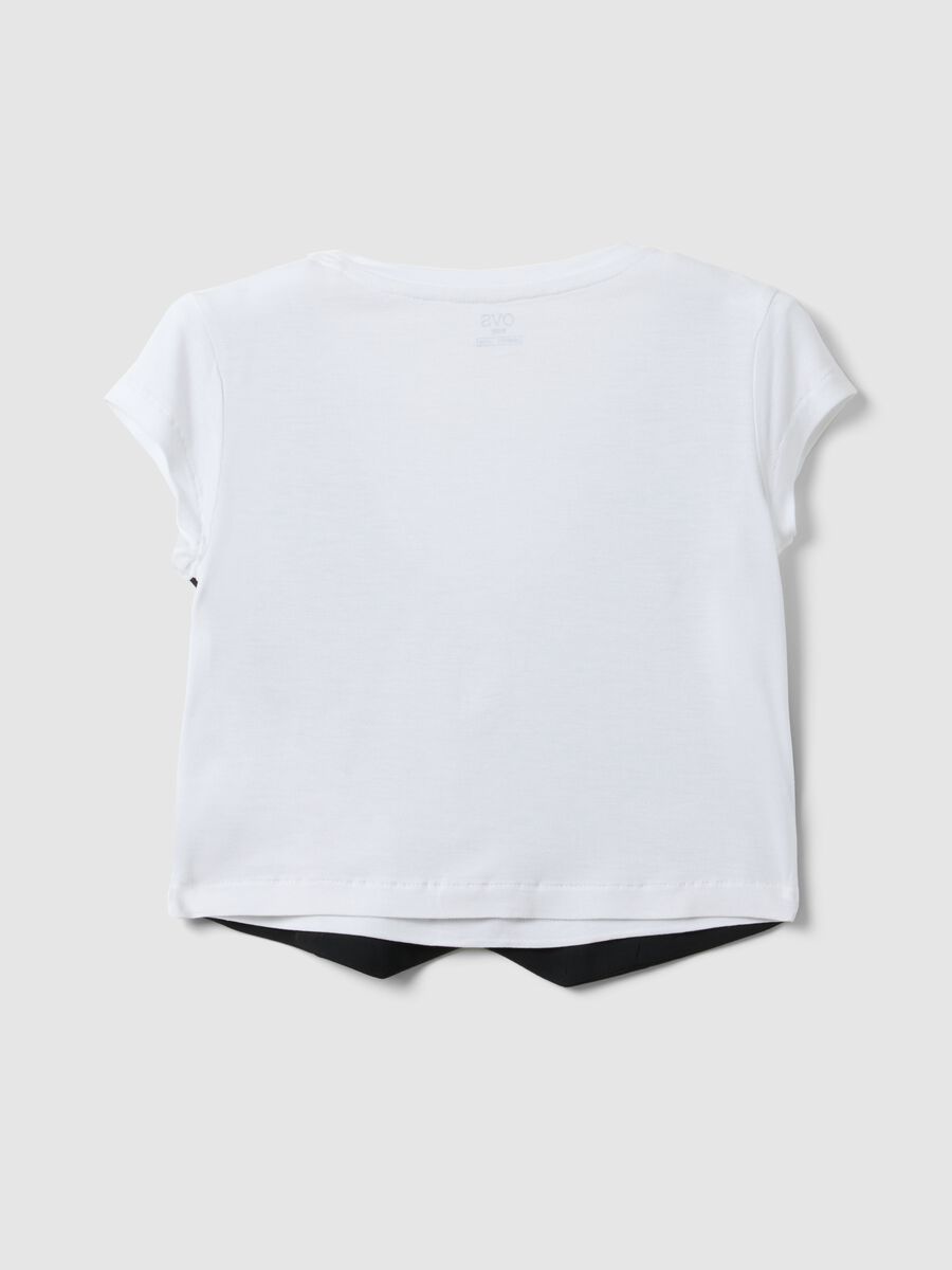 T-shirt con gilet in pura viscosa multicolor da ragazza regular fit_1