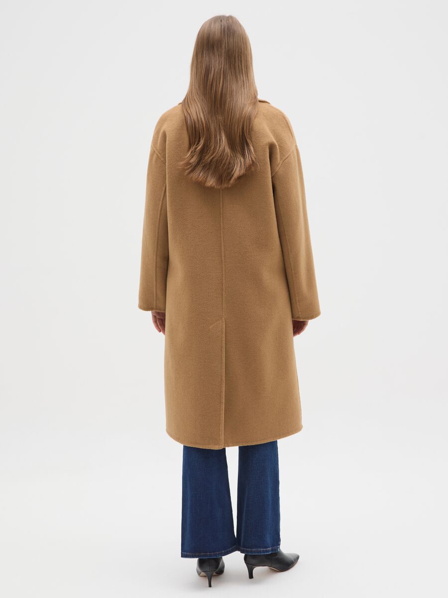 Brown wool blend regular fit coat with buttons_2
