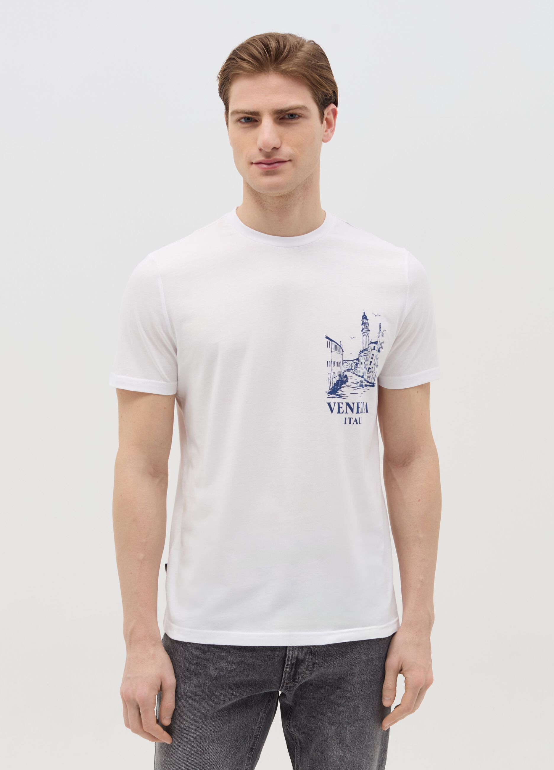 Cotton T-shirt with "Venezia" print