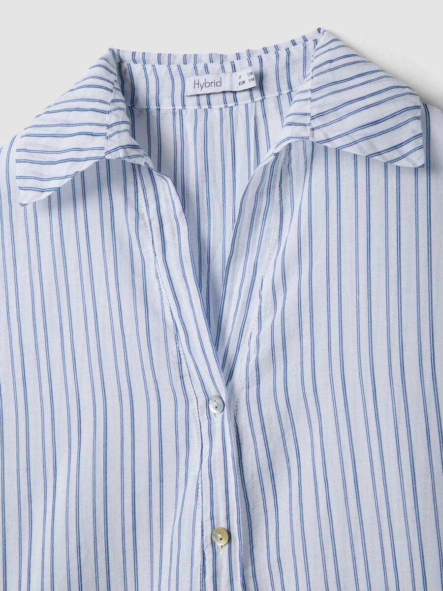 White shirt with light-blue stripes in pure cotton, regular fit_5