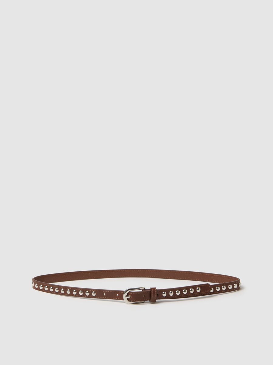 Brown belt with silver studs_0