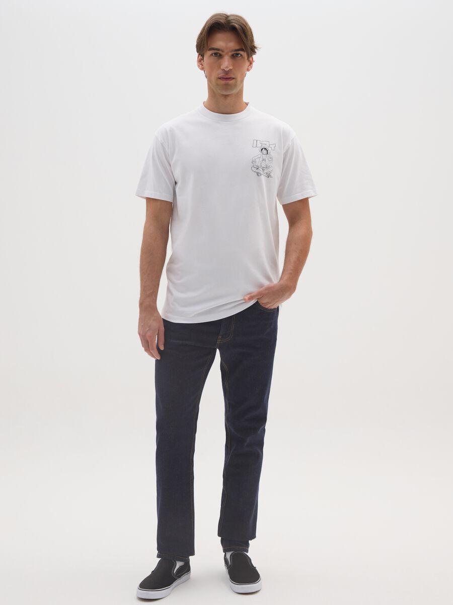T-shirt in puro cotone bianca con logo One Piece_1