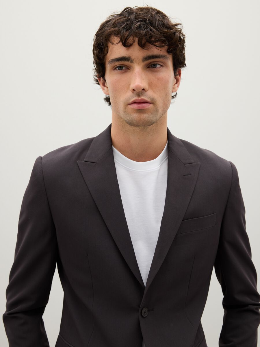 Grey Stretch Fabric Blazer Slim Fit_2