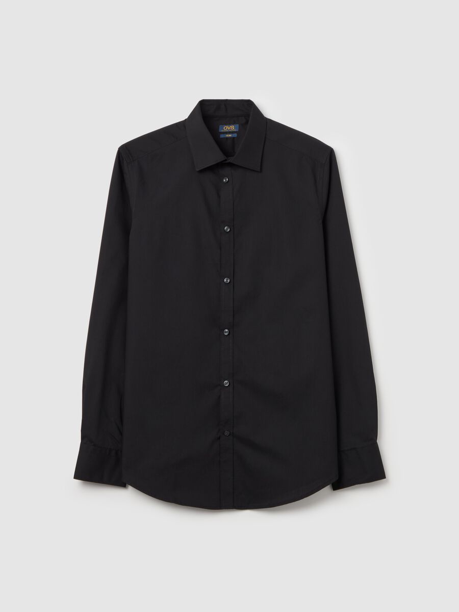 Slim-fit solid colour easy-iron shirt_4