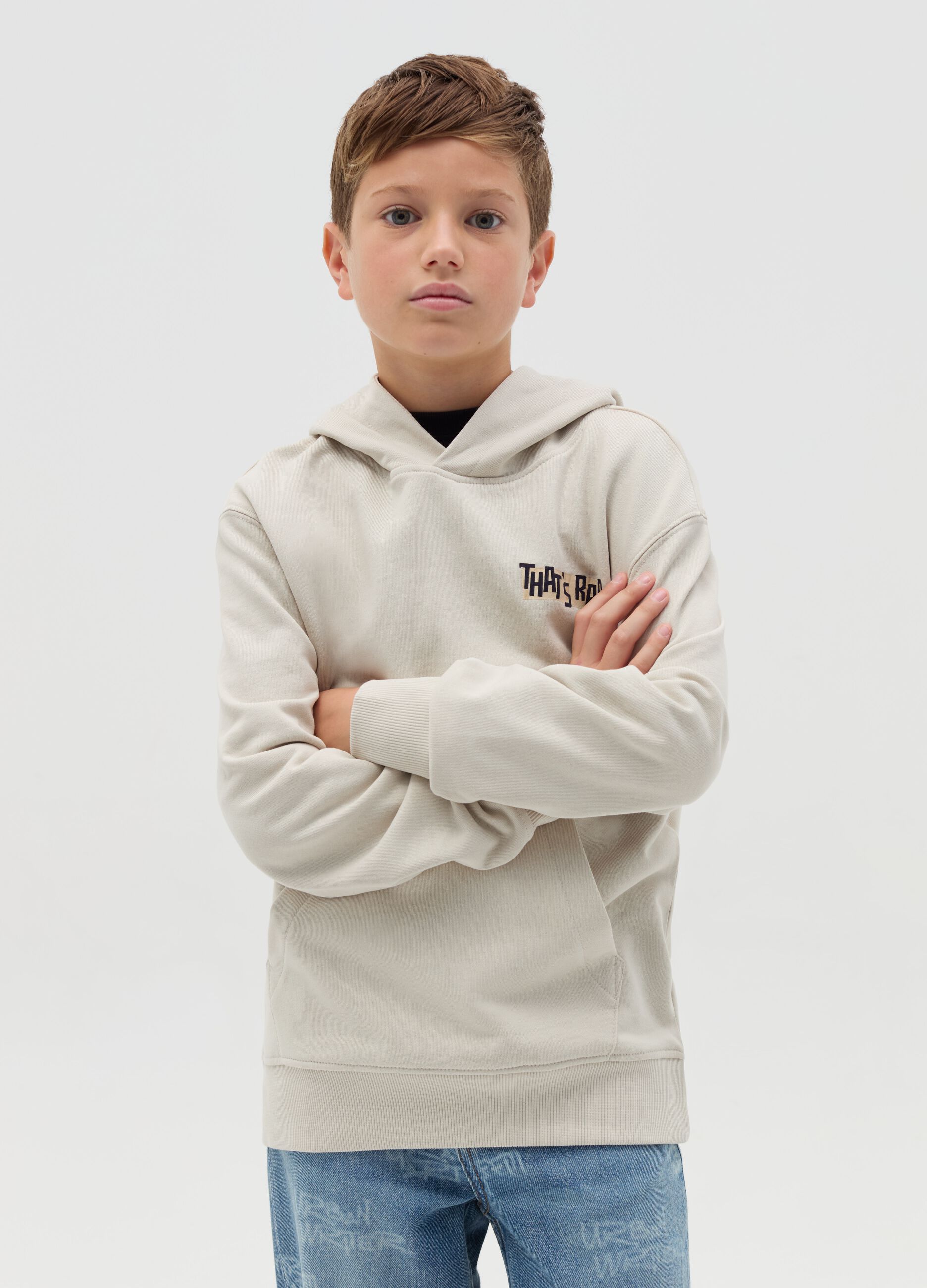 Hoodie with printed lettering