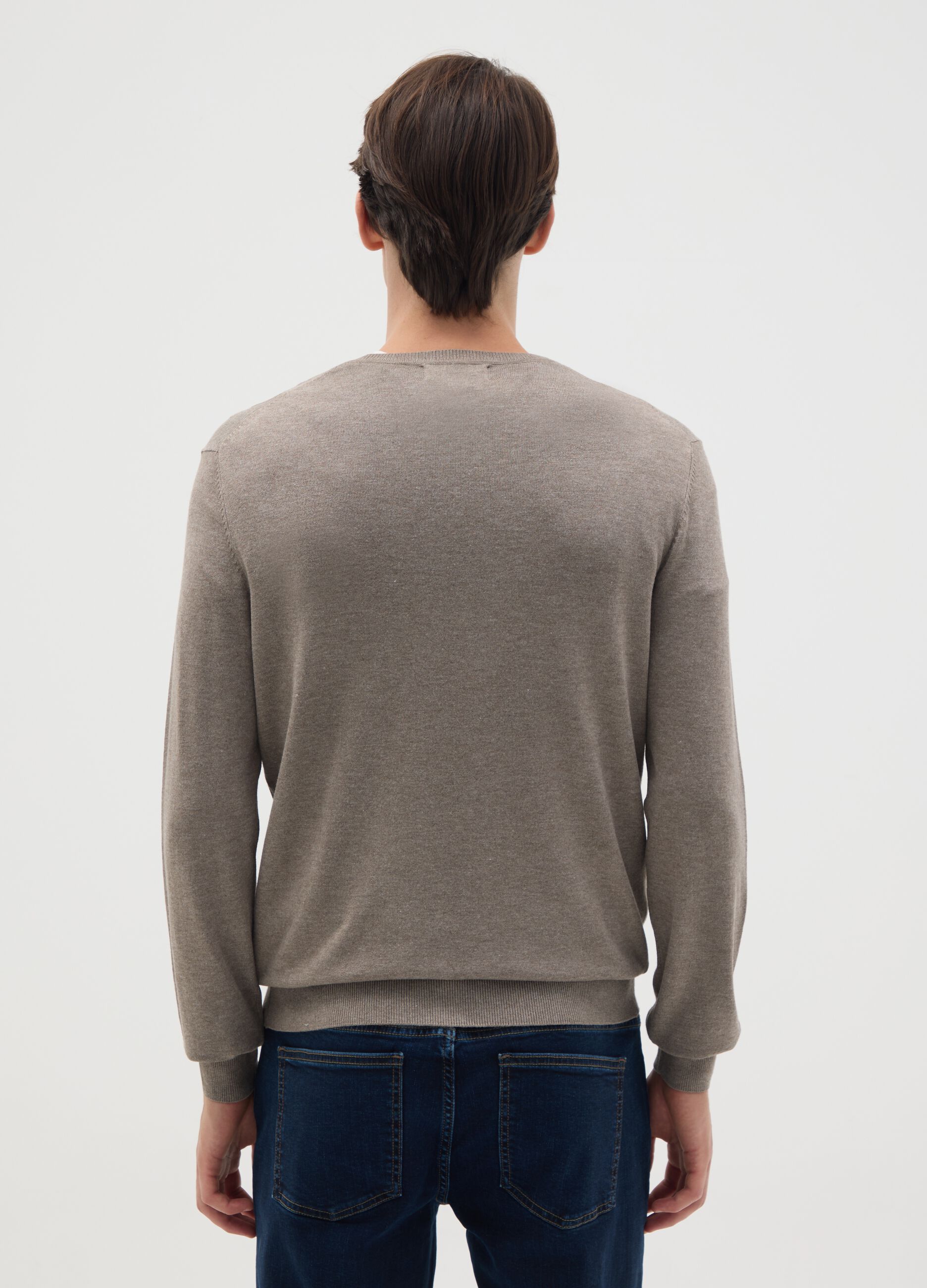 Beige mixed regular fit sweater