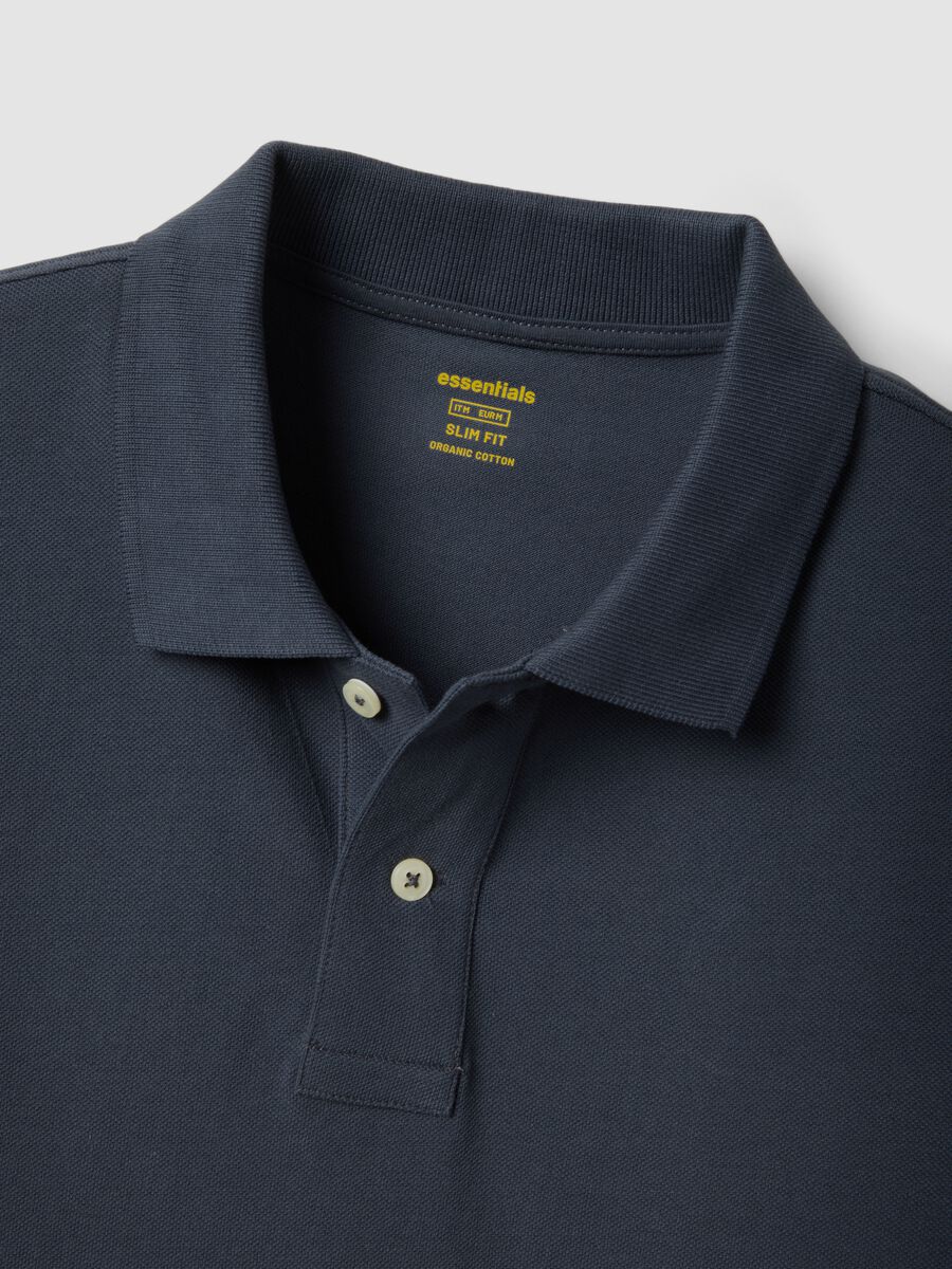 Blue slim fit short-sleeve polo in pure cotton_5