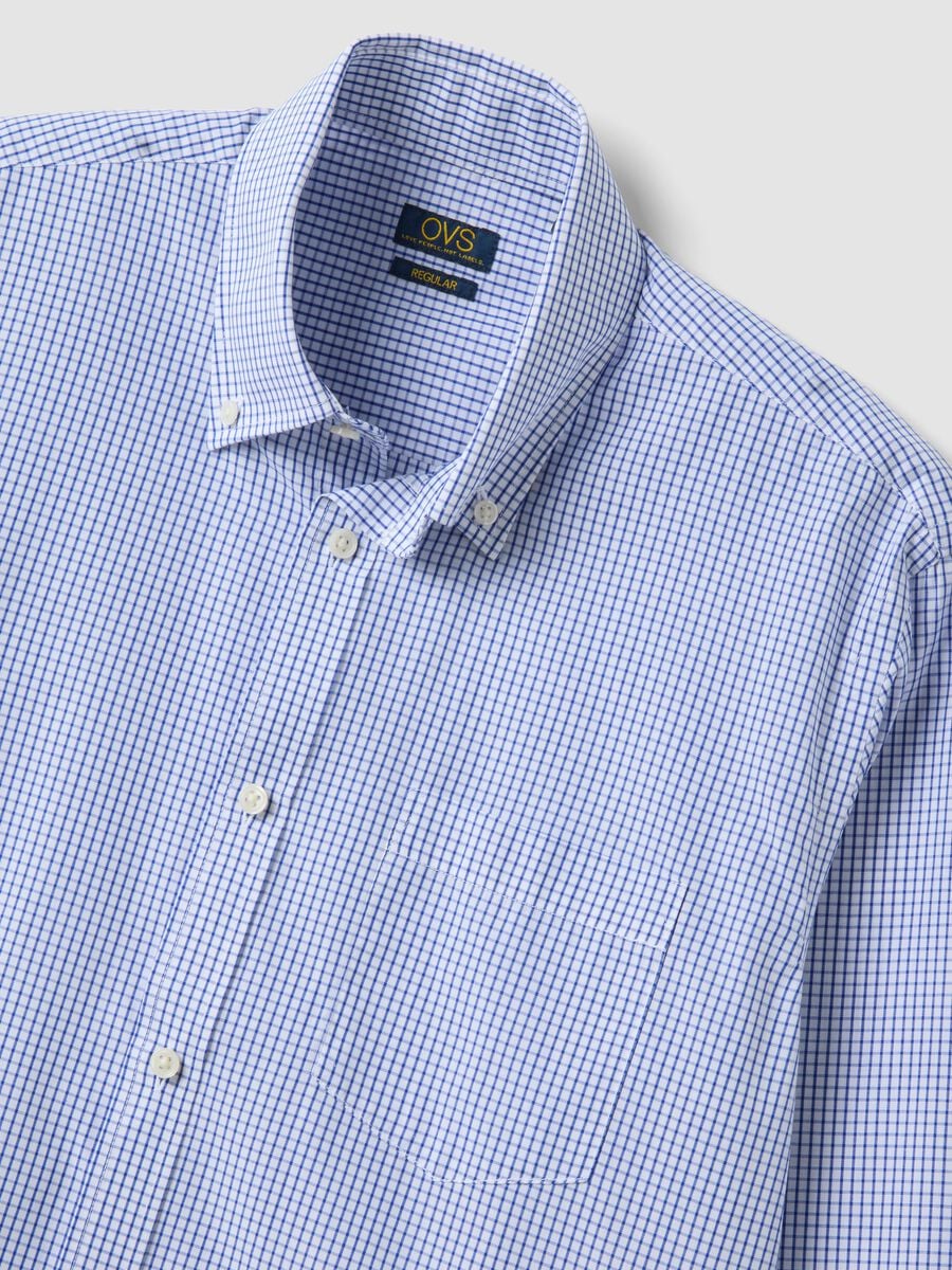 Light blue cotton-blend checked easy-iron regular-fit shirt_5