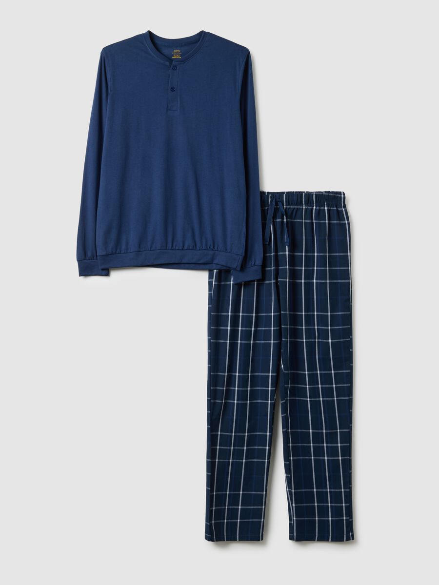 Blue checked pure cotton pyjamas, regular fit_4