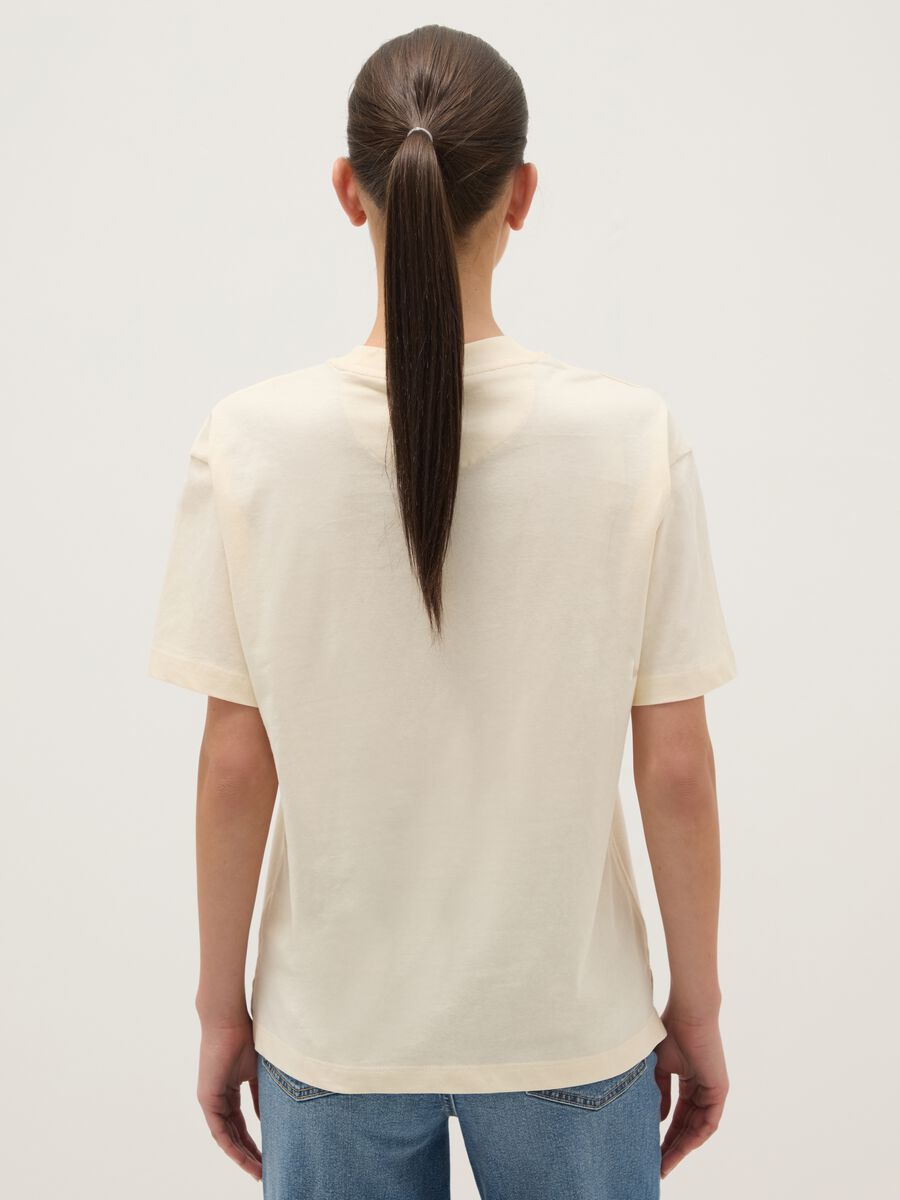 Beige Regular Fit Pure Cotton T-shirt with Print_2