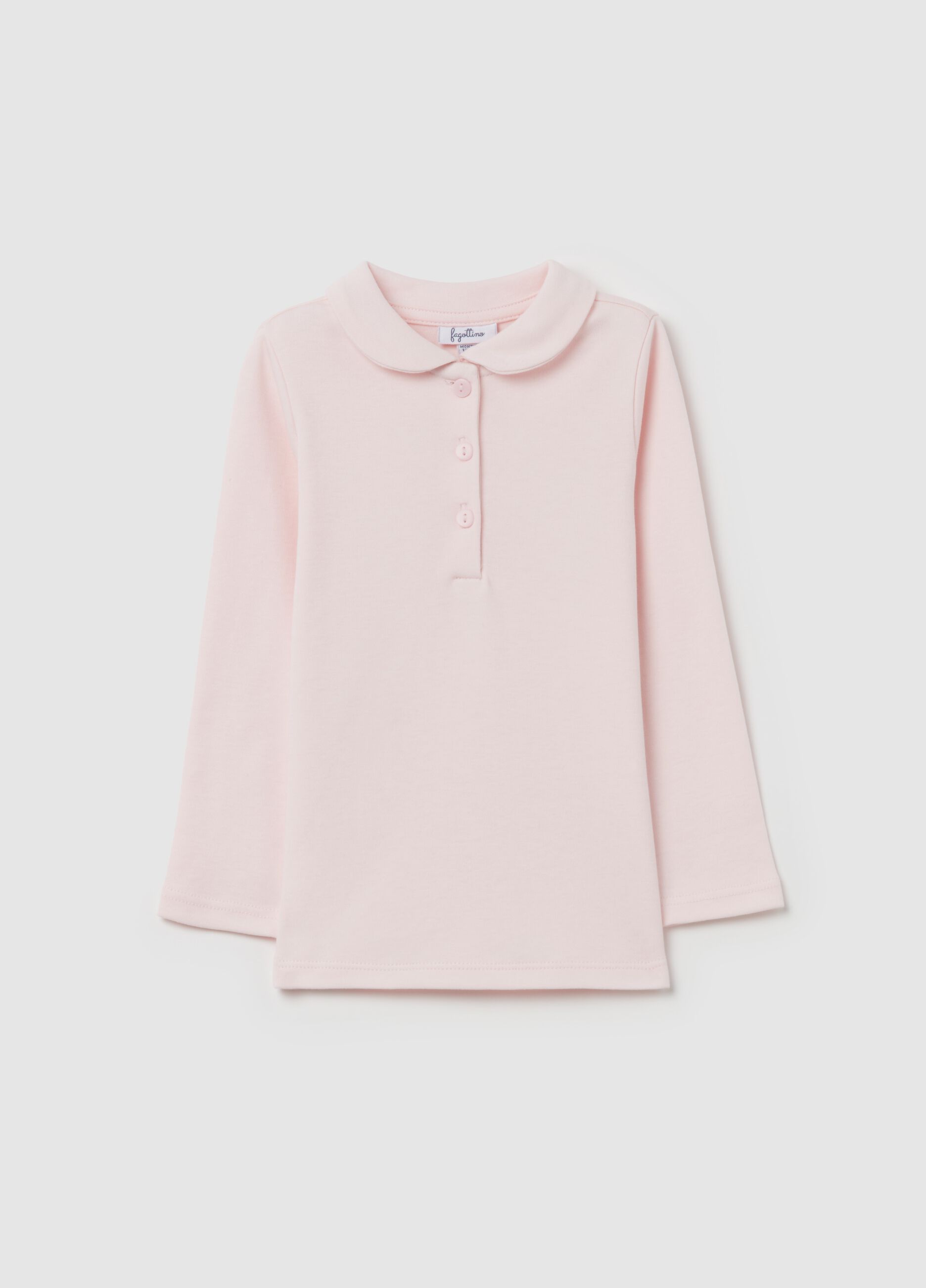 Long-sleeved cotton polo shirt