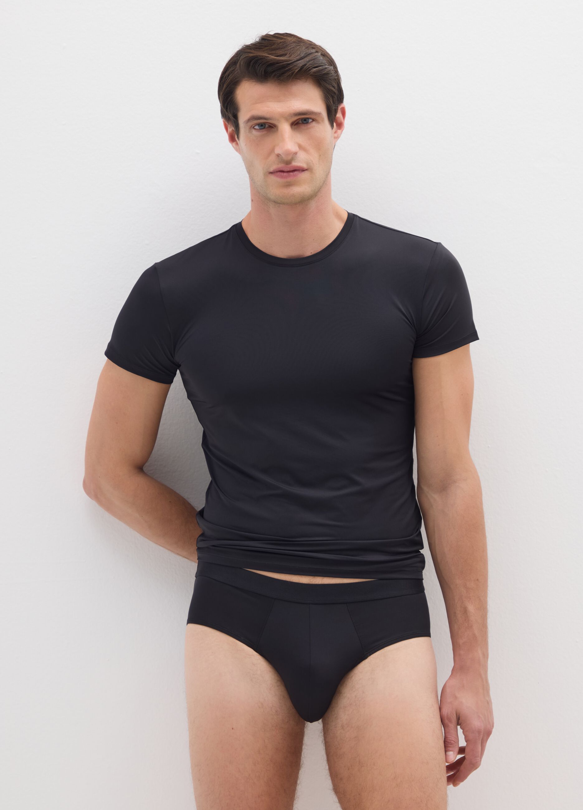 Tripack black stretch fabric briefs