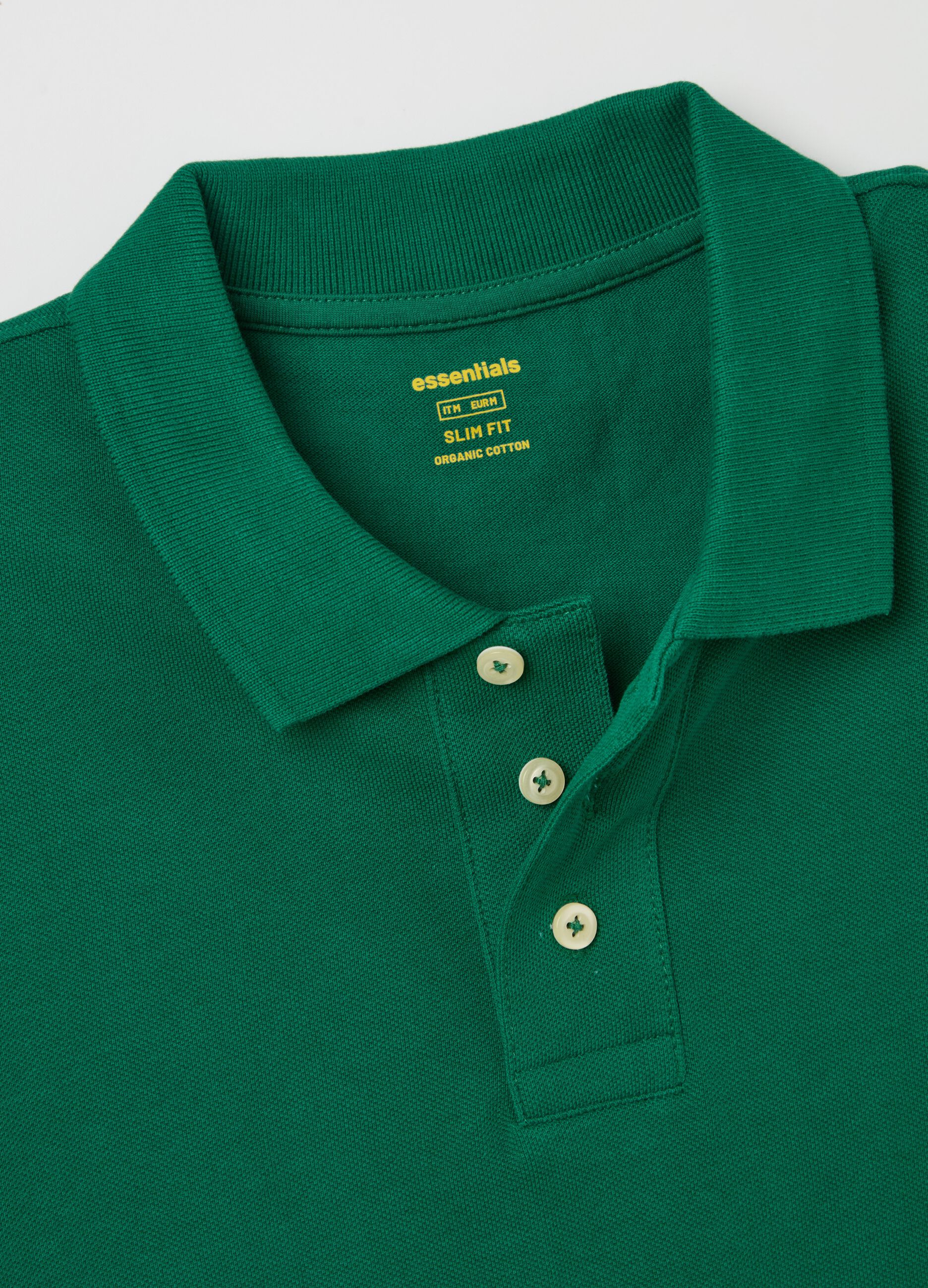 Polo da uomo in puro cotone verde slim fit