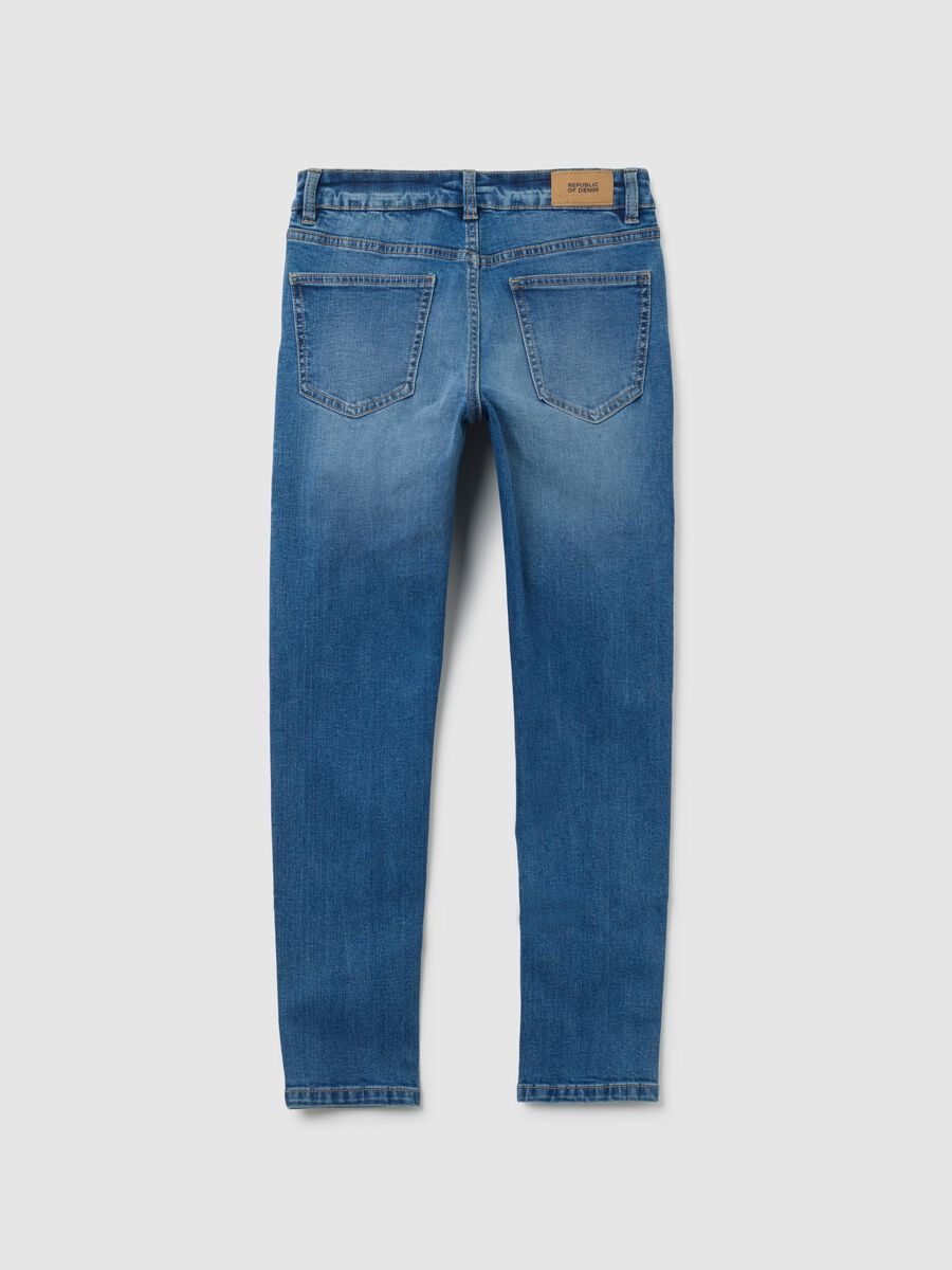 Jeans da ragazzo in cotone elasticizzato blu slim fit_1