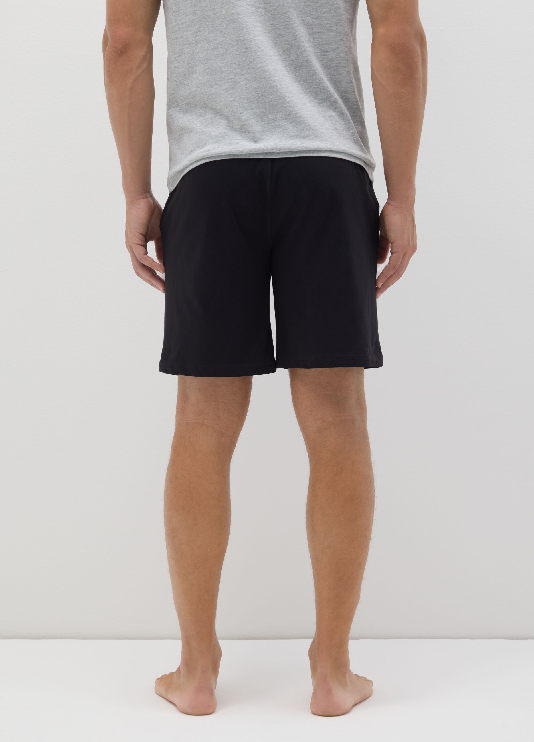 Black regular fit pure cotton pyjamas
