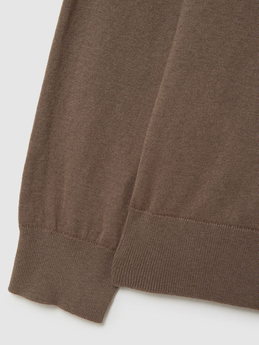 Regular-fit brown cotton blend polo shirt_1