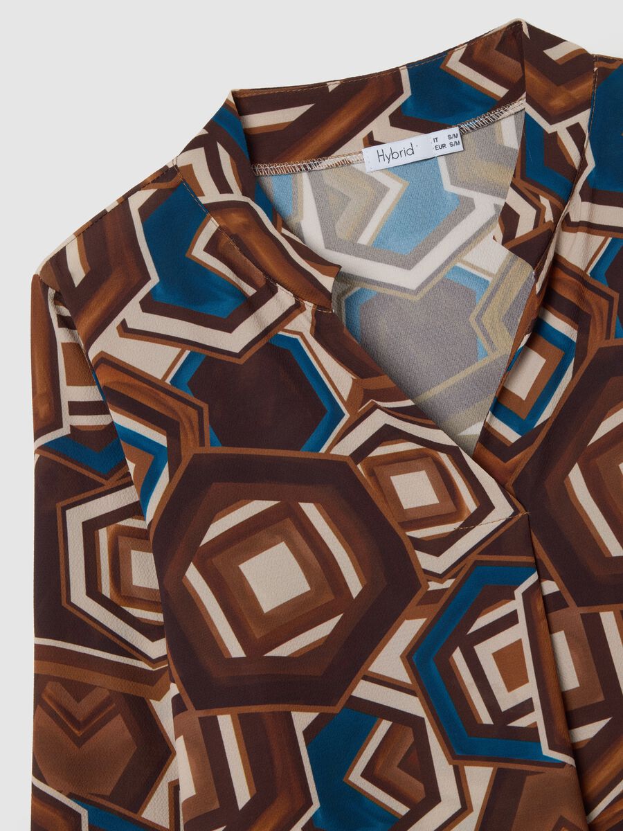 Maglia a maniche lunghe multicolor regular fit con fantasia geometrica_5