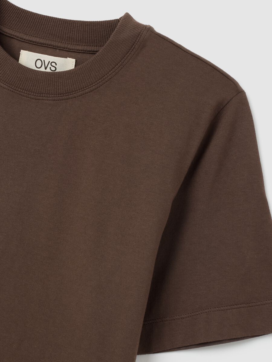 Brown T-shirt in pure Italian cotton regular fit_5