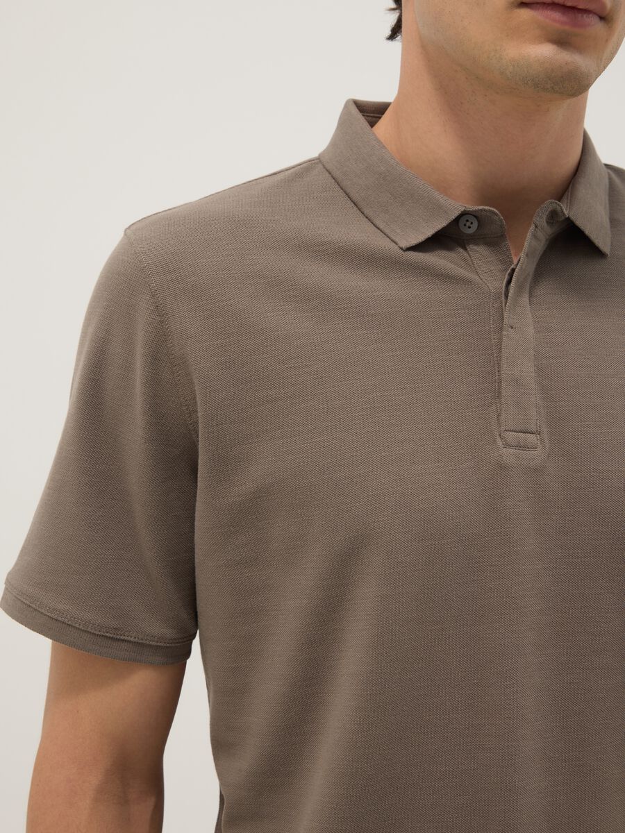 Regular fit brown pure cotton polo_3