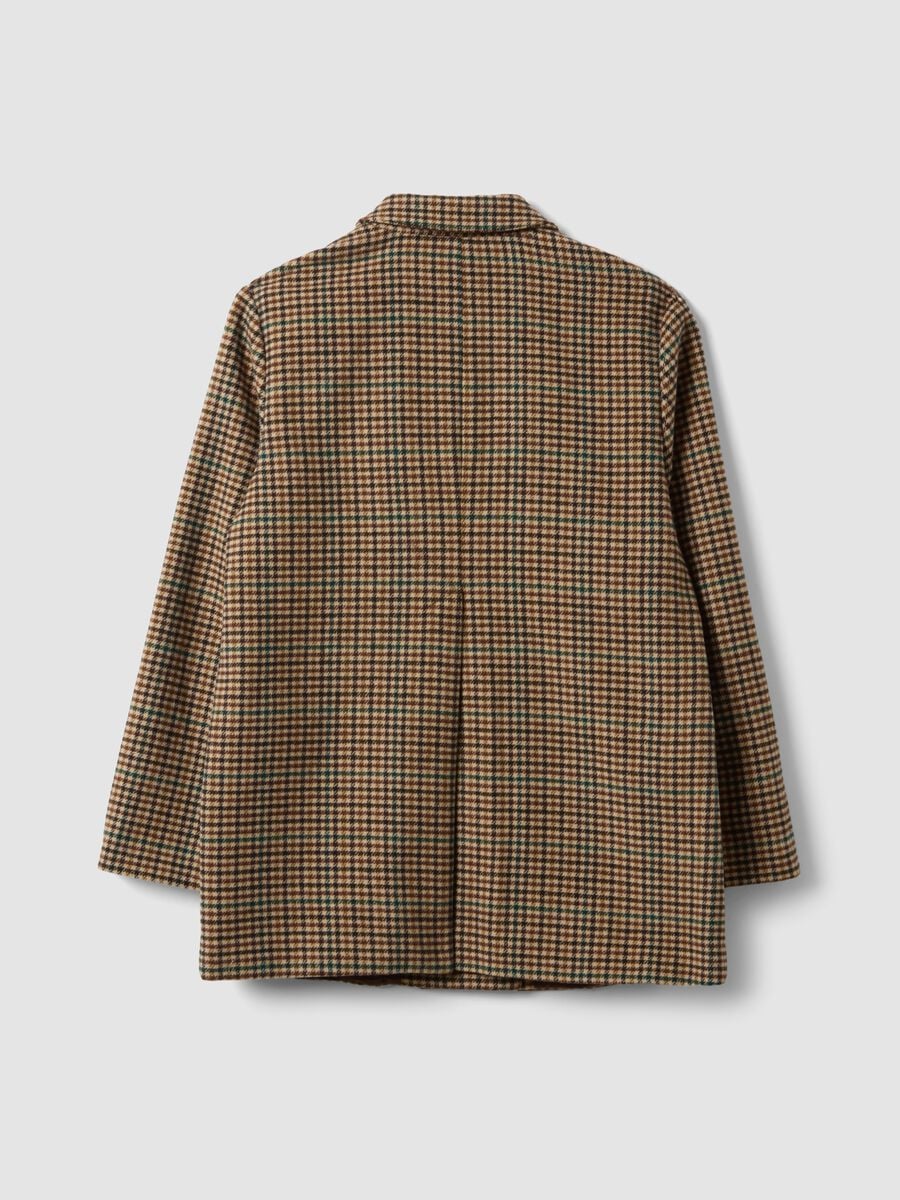 Blazer marrone in misto lana a quadri_2